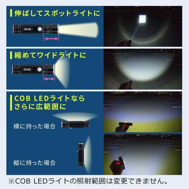 サンワダイレクト LED 懐中電灯 USB充電式 防水 最大180ルーメン 5モード マグネット/吊り下げ対応 小型 800-LED028