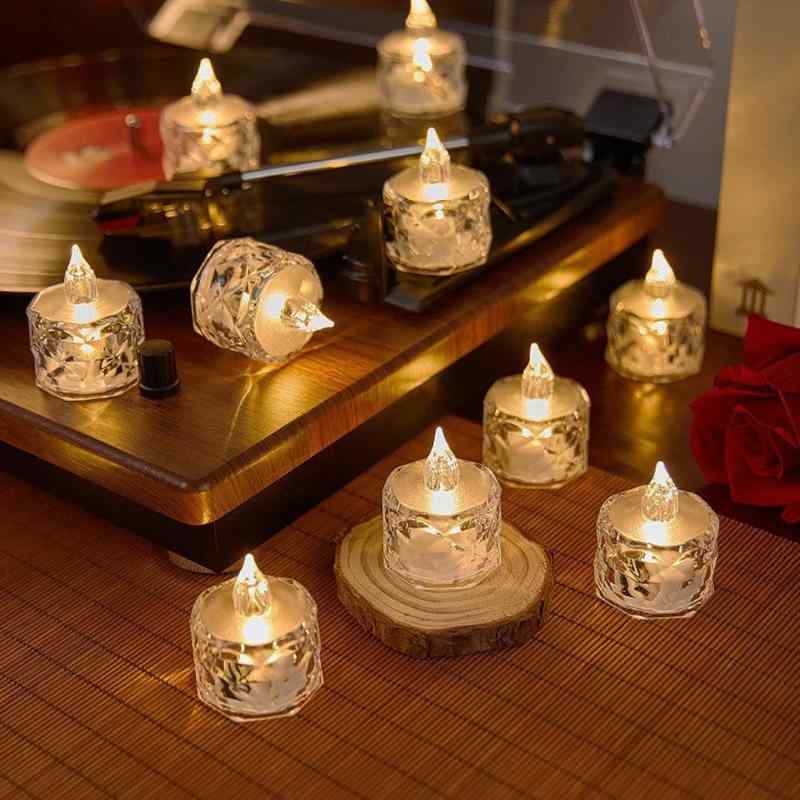 wowjimi LEDキャンドルライト 24個入り ろうそく灯 電池式 飾り ろうそく おしゃれ 癒し インテリアライト インテリア装飾 精緻 乙女心 萌 人気 写真 クリスマス クリスマス飾り 新年 結婚式 誕