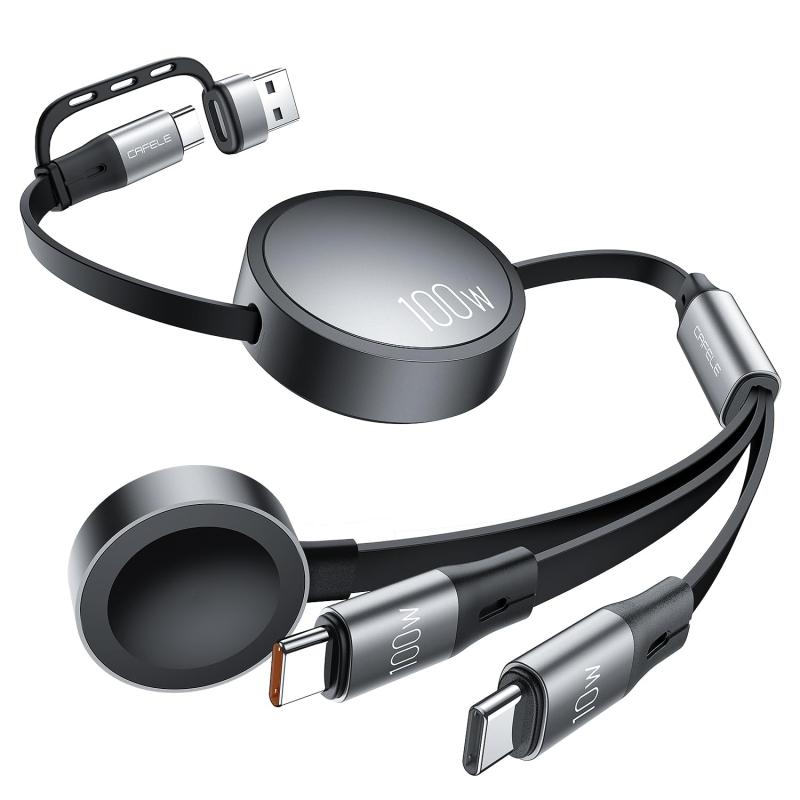 3in2 巻き取り充電ケーブル3in2 充電けーブルタイプc×2 3in2 磁気充電USB-C to USB-C けーブルPD対応1 00 W/5A QC4.0 高速充電 usb T-ype c （100W）（10W）アップルウォッチ（2.5W）