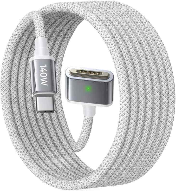 LISEN 140W Macbook Air 充電ケーブル (2m、PD3.1超高速充電) Macbook pro充電器 USBC to Mag-safe3 強力な磁気 Macbook airケーブル，断線を防ぐナイロン編組 磁気充電コード 対応 Mac