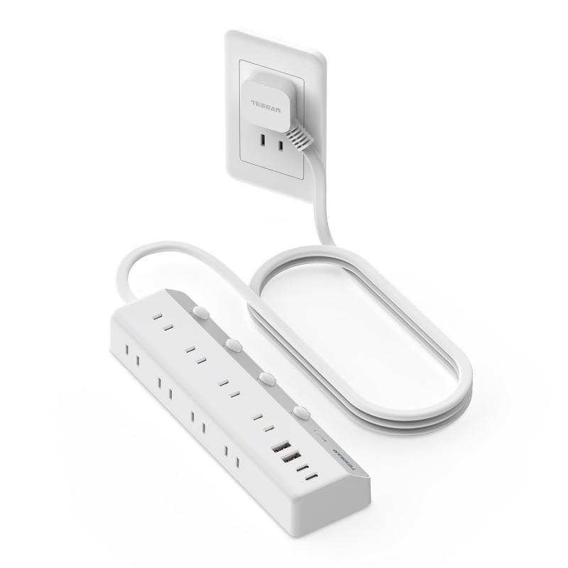 延長コード 2m 電源タップ USB充電 8個AC口 4個USBポート 個別スイッチ 節電タップ たこあしコンセント 雷ガード