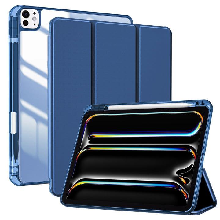 ProCase iPad Pro 12.9 ケース 第6/5/4/3世代に適用（2022 2021 2020 2018) 透明 クリアバックカバー ペン収納 耐衝撃 三つ折り スタンド スマートカバー