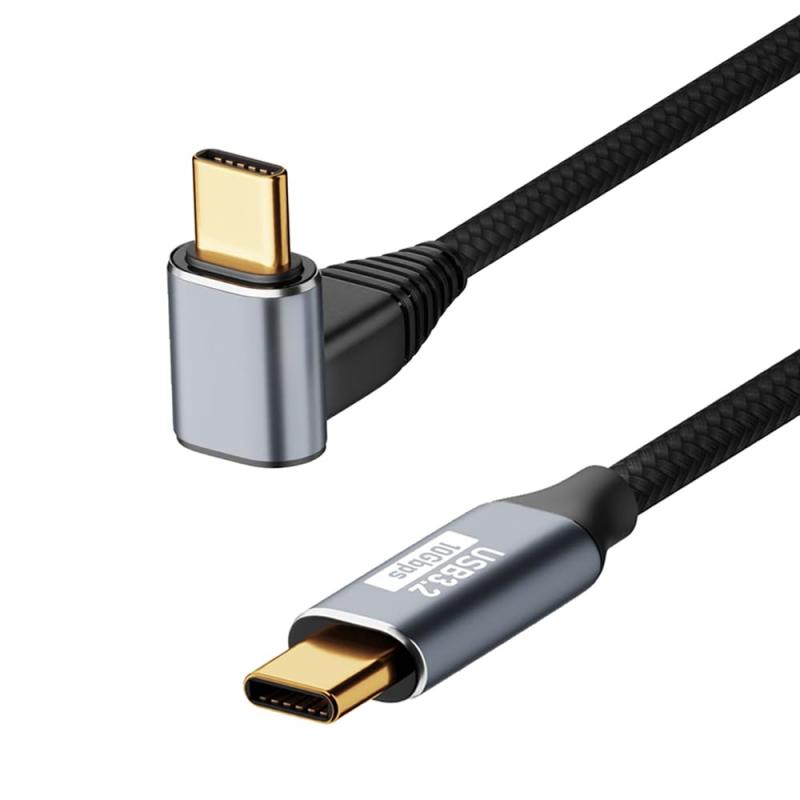 Type C ケーブル L字 USB-C & USB-C ケーブル PD対応 100W急速充電 USB3.2 Gen2(10Gbps) 4K/60Hz映像出力 ナイロン編み タイプc機種対応(上下)