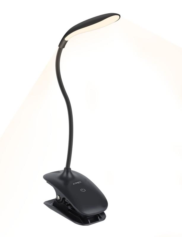 ENERG クリップライト コードレス LEDブックライト 目に優しい デスクスタンド PSE認証済み大容量3200mAh 2025年モデル 360度回転 タッチ式三段階調光 USB充電 電気スタンド Web会議面接 防災グッズP