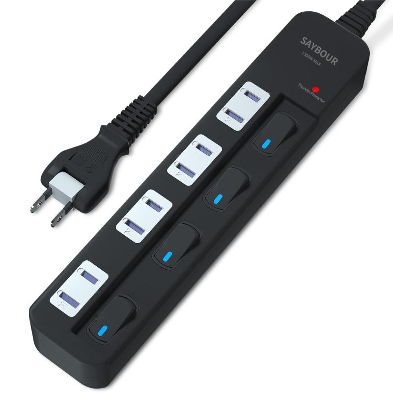 SAYBOUR 電源タップ 雷ガード 個別スイッチ 節電タップ おしゃれ省エネ ACコンセント 4個口LED PSE認証済 延長コード