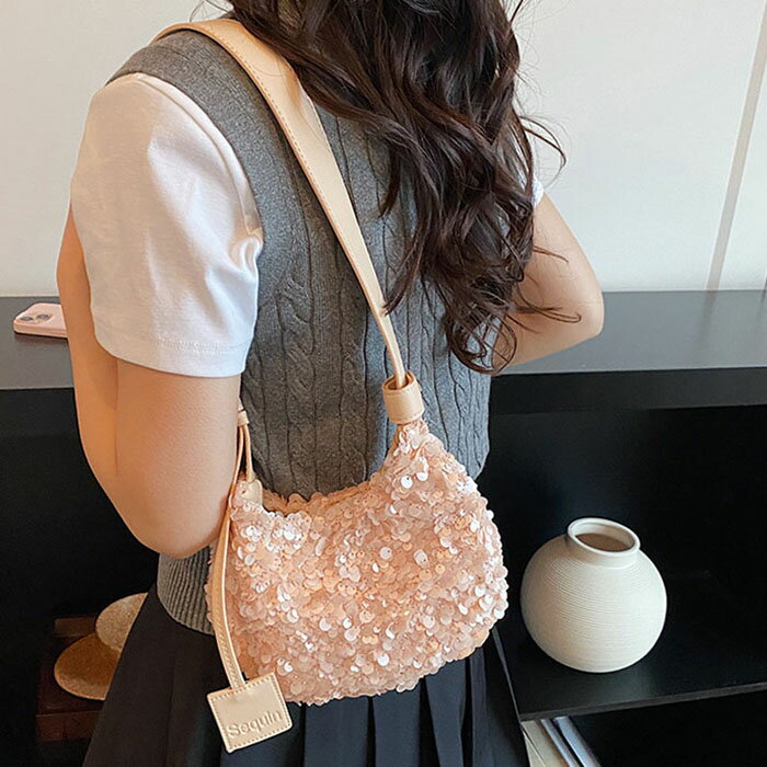 Rakuten - スパンコールバッグ レディース 小さめ ショルダーバッグ 2wayバッグ キラキラ 肩掛けバッグ 手提げ 肩掛け 鞄 ミニバッグ ミニショルダーバッグ きらきら 軽量 軽い 小さめ ポシェット おしゃれ 可愛い ガーリー きれいめ トレンド ピンク オフホワイト ブラック