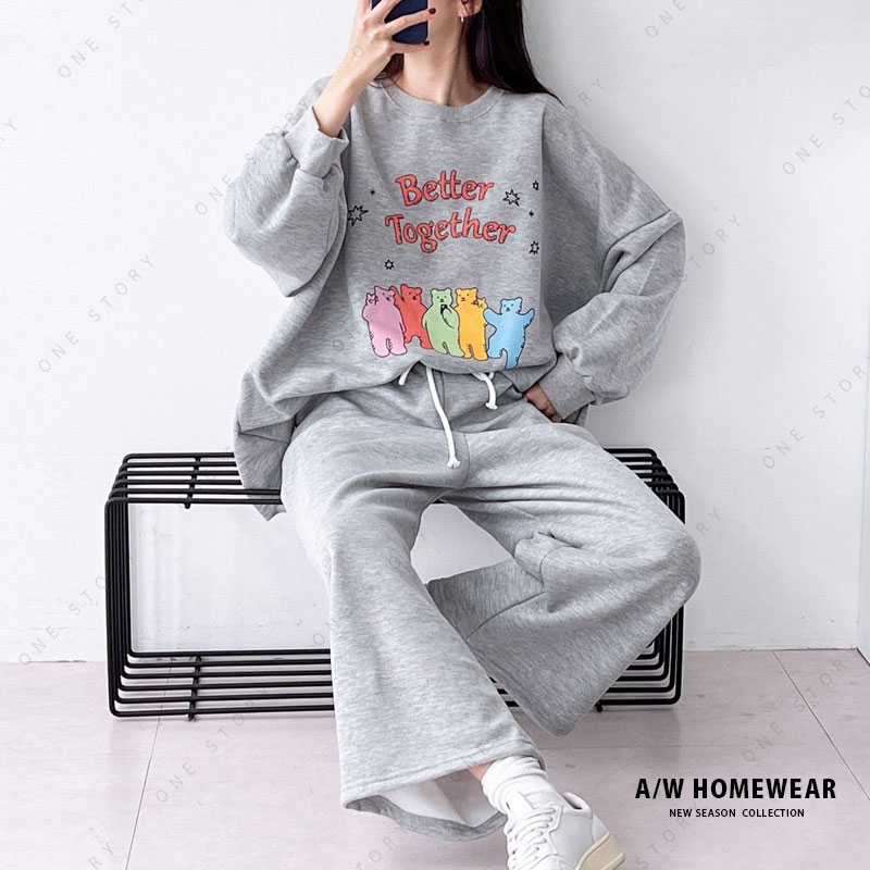 韓国ファッション グレー部屋着3点セット パジャマ セット 2size 楽天市場】ルームウェア 韓国(カラーグレー)の通販