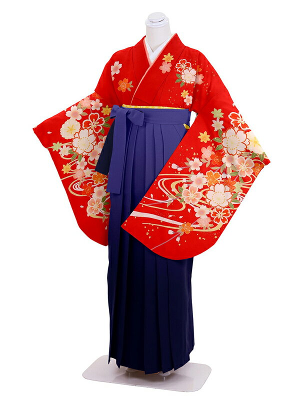 【レンタル】卒業式袴レンタル 赤桜×紺