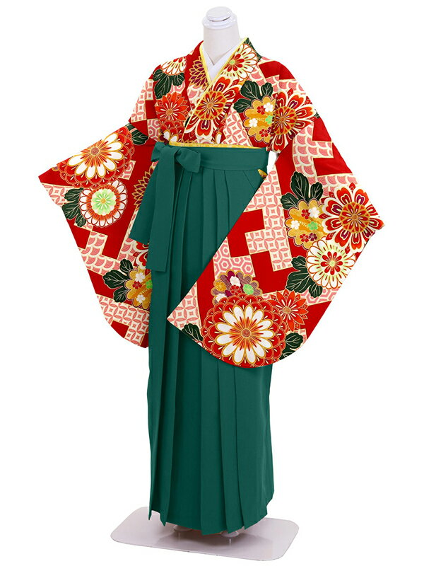 【レンタル】卒業式袴レンタル　赤菊×緑