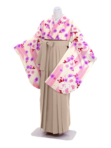 【レンタル】卒業式袴レンタル アイボリー桜×グレージュ 【レンタル】卒業式袴レンタル アイボリー桜×グレージュ