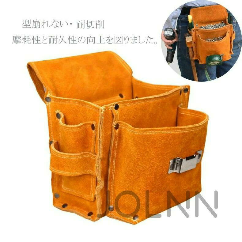 Rakuten - 腰袋 大工 革製 釘袋 電工 シングル バッグ 本革 腰袋 片側 (ベルト付き) ふくろ倶楽部 朱雀 腰袋 皮 革 工具入れ 工具袋 小物入れ 作業袋 ウエストバッグ カラビナフック ベルト付 多機能ポケット JOLNN