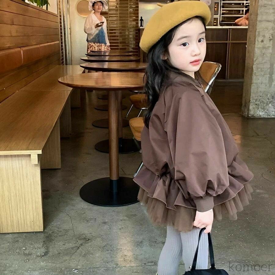 Rakuten - トップス おしゃれ こども パーカー 女の子 子供服 上着 コート 秋服 春服 秋 春 チュール アウター キッズ