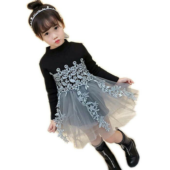 Rakuten - 韓国子供服 ニットセーター チュール ワンピース 女の子 長袖 ドレス ガールズ フォーマル チュール ワンピース 入学式 卒業式 お姫様ドレス 発表会 結婚式 音楽会 演奏会 こども服 チュール ドレス ワンピース