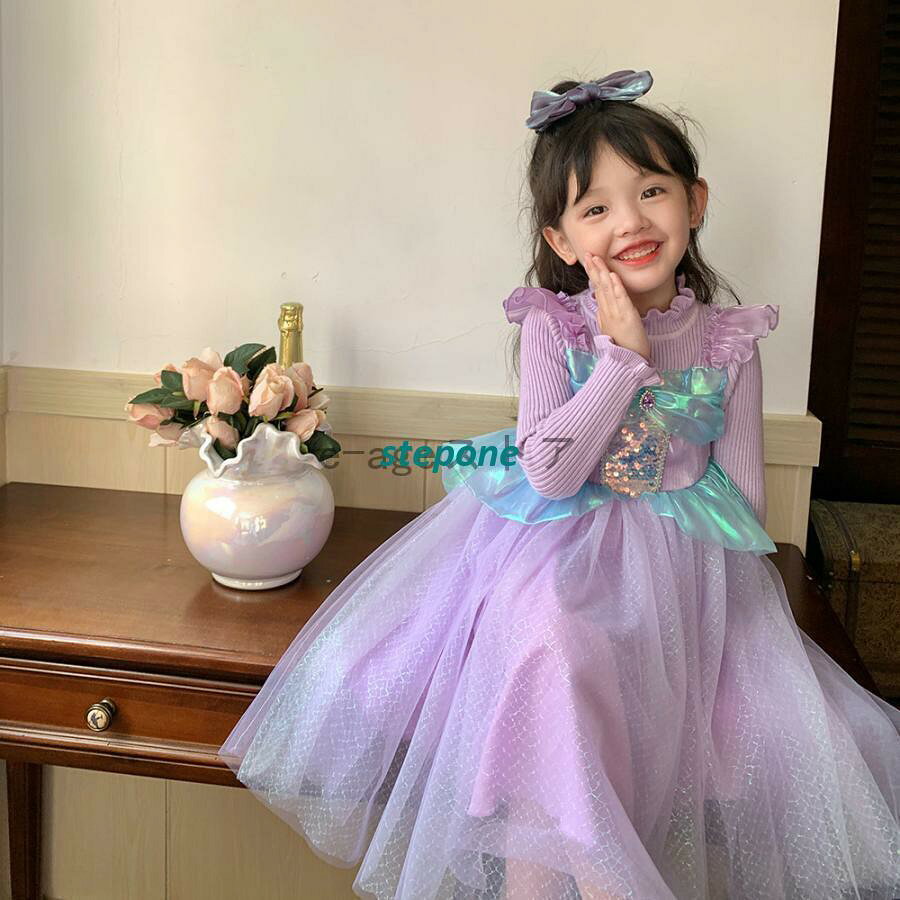 Rakuten - プリンセスドレス アリエル ドレス 仮装 長袖 ワンピース 衣装 なりきり コス クリスマス クリスマス 子供服 キッズ ロング おすすめ ランド