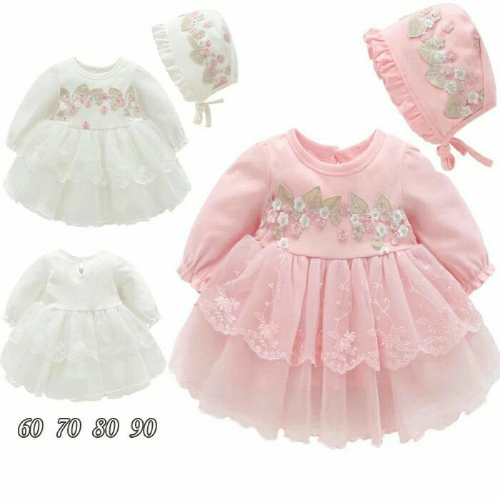 ベビー服 新生児 赤ちゃん ベビードレス プレゼント用 ベビー服 出産祝い 結婚式 長袖 レース ドレス 可愛い コットン ベビー フォーマル 洋服 お祝い お宮参り　七五三 60 70 80cm 90cm