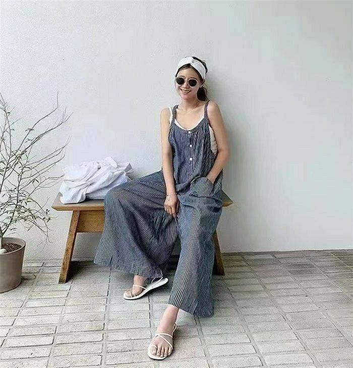 オールインワン サロペット レディース キャミサロペット ワイドパンツ 体型カバー ゆったり 大きいサイズ 大人 重ね着 可愛い オーバーオール ストライプ ガウチョパンツ マタニティ オフィス カジュアル おしゃれ 体型カバー 春 夏 秋 20代 30代 40代 50代