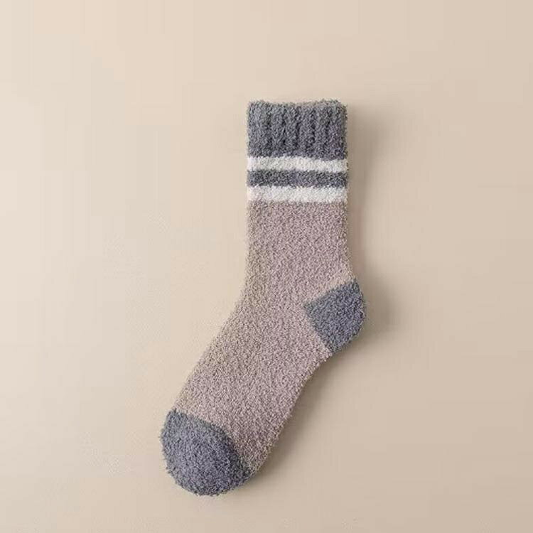 ONOFFshopのあったか 靴下 メンズ 5足セット 暖かい ふわふわ もこもこ ソックス 秋冬 ふんわりソフトタッチ 厚手 冷え取り靴下 24.5cm~27.5cm 男性 ライン ポカポカ くつした 保温 防寒 ルームソックス 送料無料 就寝用 部屋用 おしゃれ｜アングル2