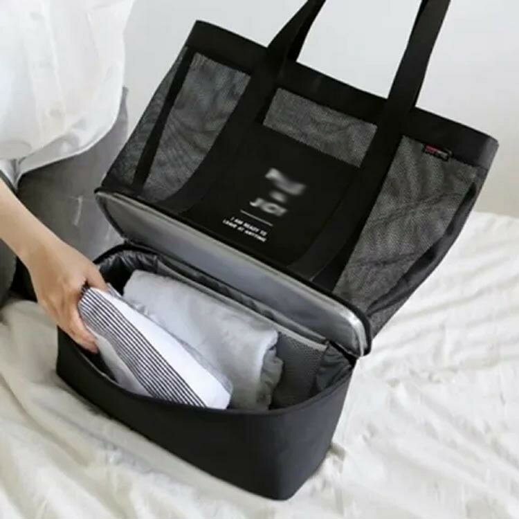 プールバッグ 乾湿分離 水陸両用 軽量 ビーチバッグ ママバッグ レディース トートバッグ 通気性 ジム ビーチバッグ トラベルバッグ メッシュ 温泉バッグ スイミング 肩掛け 海水浴 レジャーバッグ スポーツ お風呂 onoffshop-10008789 ONOFFshop サンプル画像2