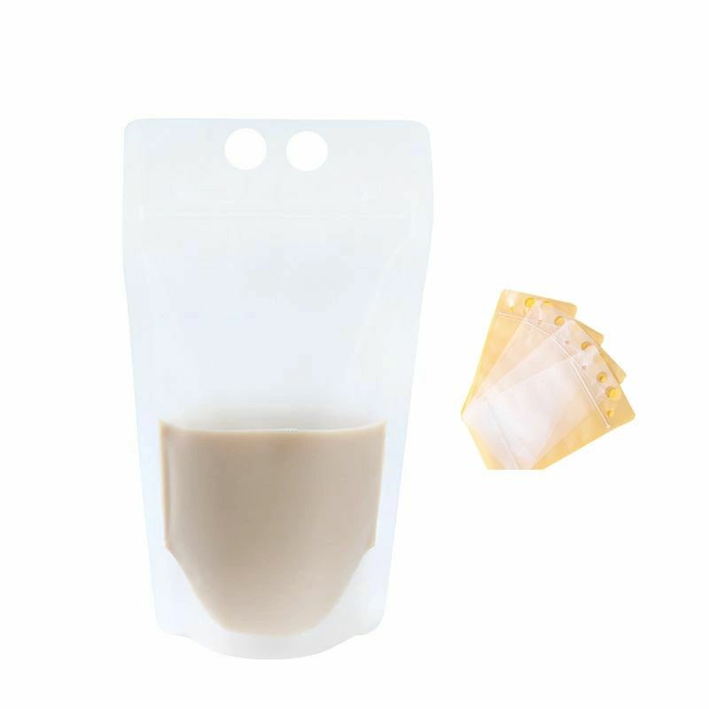 送料無料 100個入り ドリンクパウチ ふた付 冷凍パック ジュースパック 350ml 500ml パウチ容器 容器 保存容器 スタンド袋 パウチ 保存 自立 ゼリー 食品用 キャップ付き 耐高温 規格袋 詰め替え おしゃれ