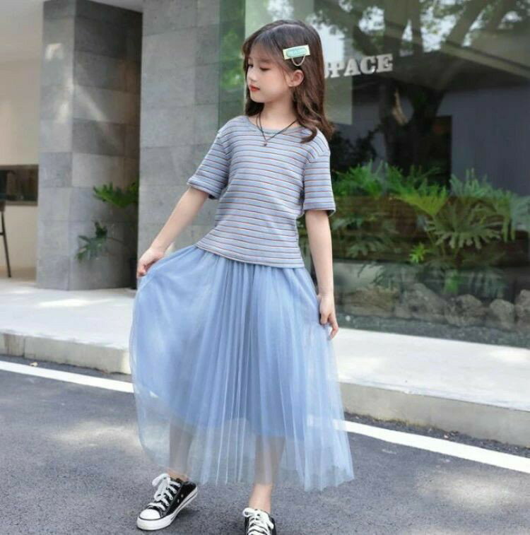 女の子プリーツスカートチュールスカート通常着ロングチュールスカート 子供ボトム...