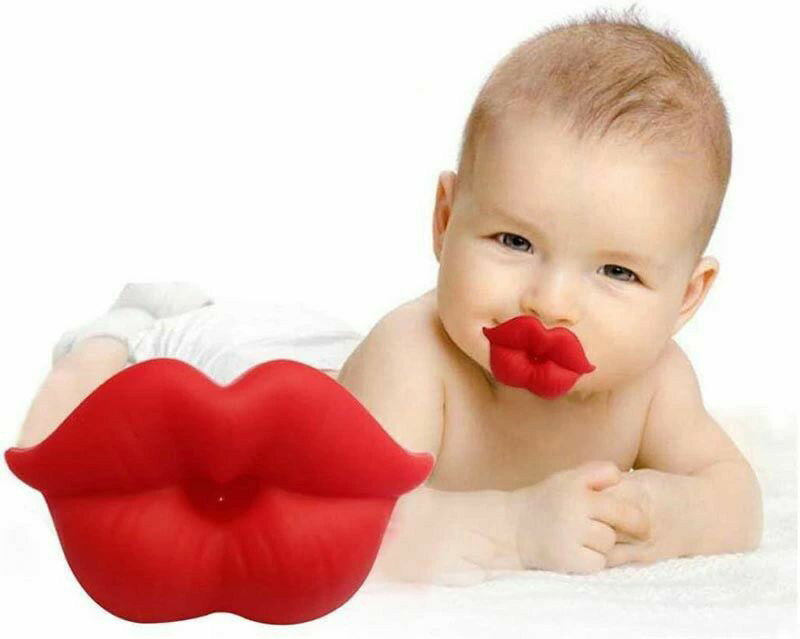 Teat （For Juice） - おしゃぶり 面白い かわいい 大きめ 唇形 デザイン シリコン おもちゃ 赤ちゃん 新生児 人形用品 男の子 女の子 ギフト