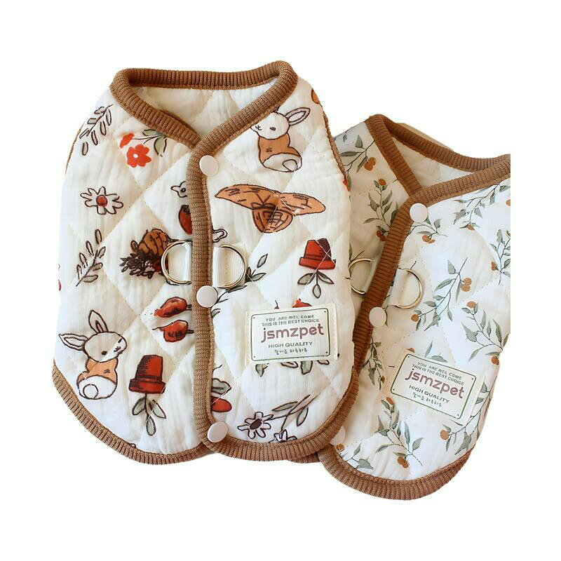 Garments - かわいい 犬服 Tシャツ 秋冬 ペット服 ジャケット 背中開き 防寒コート あたっか ドッグウェア 猫 洋服 小型犬 中型犬 ベスト お散歩 外 軽量 着脱簡単