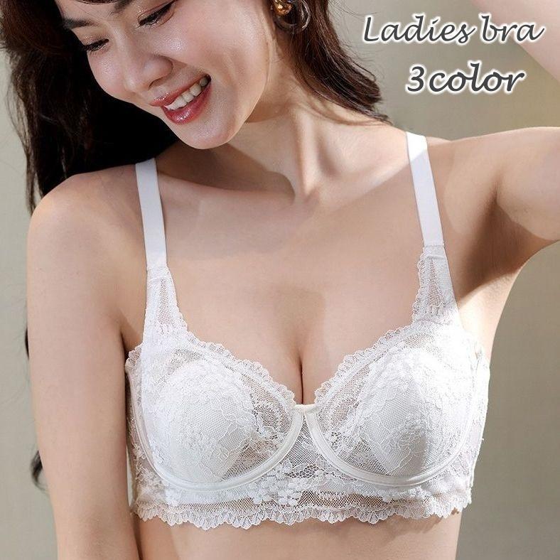 Rakuten - ブラジャー レディース 女性用 インナー 下着 ランジェリー 1 2カップ レース 薄手 透け感 シースルー 背中ホック 可愛い おしゃれ Bカップ