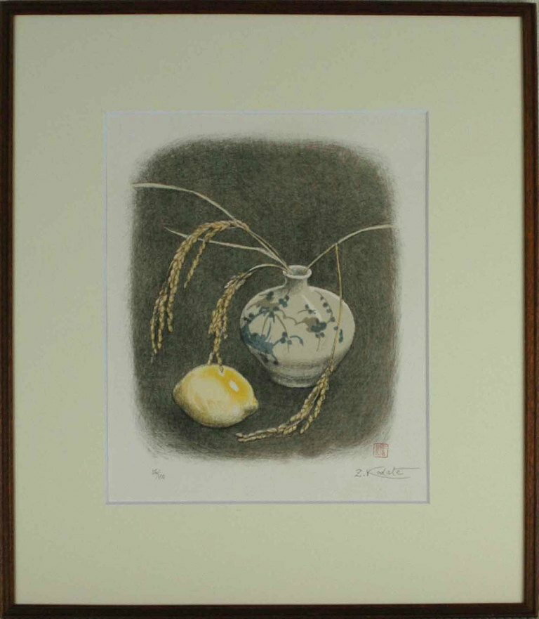 小館善四郎 「去年の稲穂」 リトグラフ