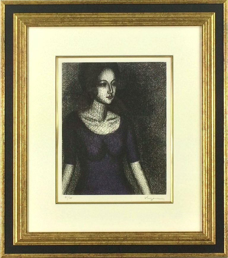 風間 完 「紫の服の女」 リトグラフ