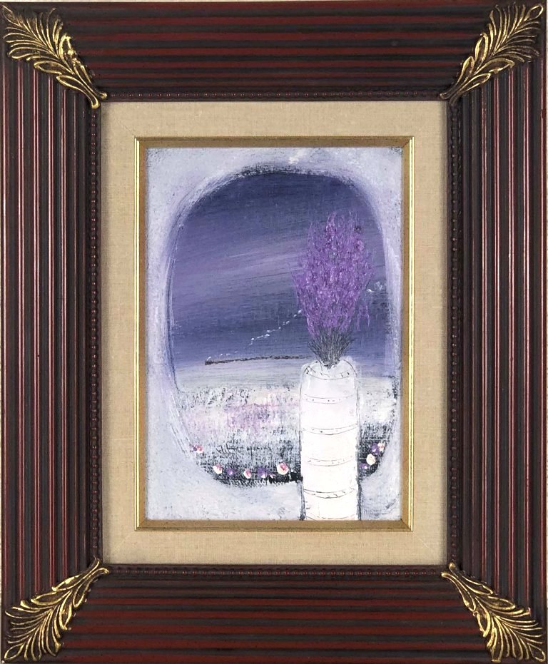 片山弘明　「窓辺（夜汽車）」　油彩SM