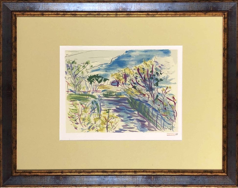 長谷川利行 「河岸風景」 リトグラフ(エスタンプ)