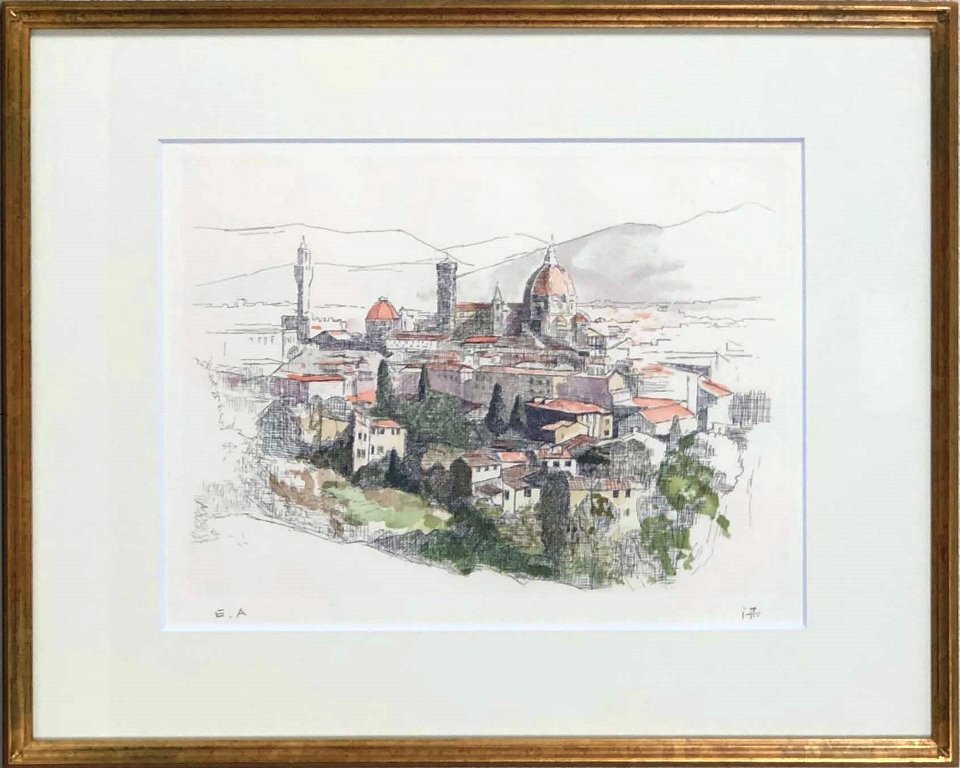 中村清治 「フィレンツェ風景」 リトグラフ