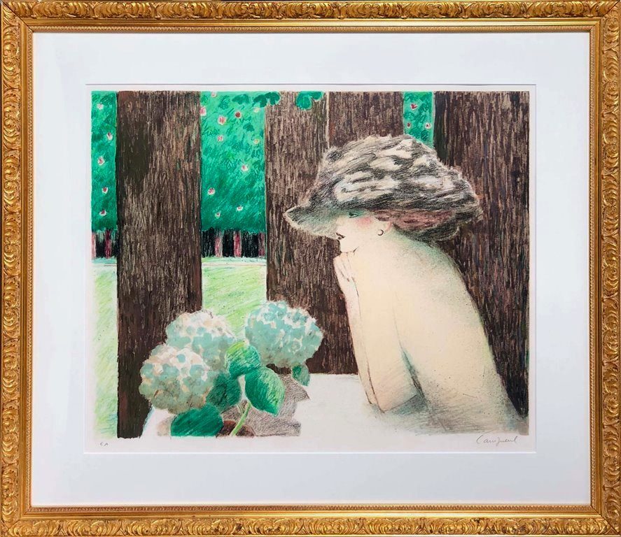 J・P・カシニョール 「青い紫陽花」 リトグラフ