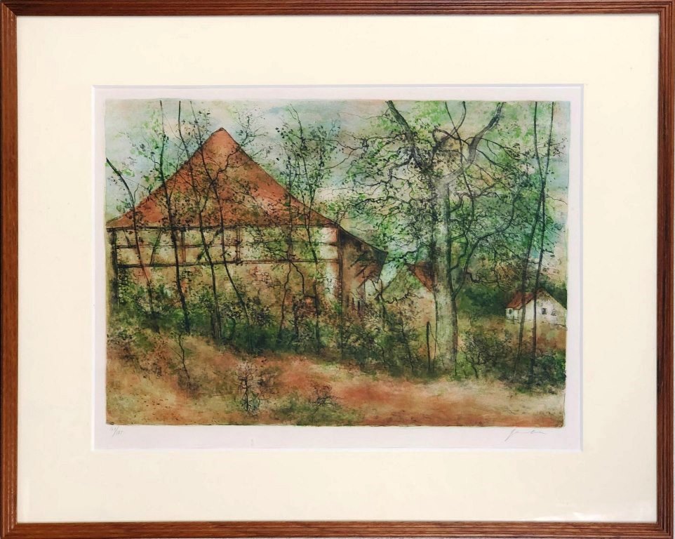 ベルナール・ガントナー 「アルザスの家」 リトグラフ