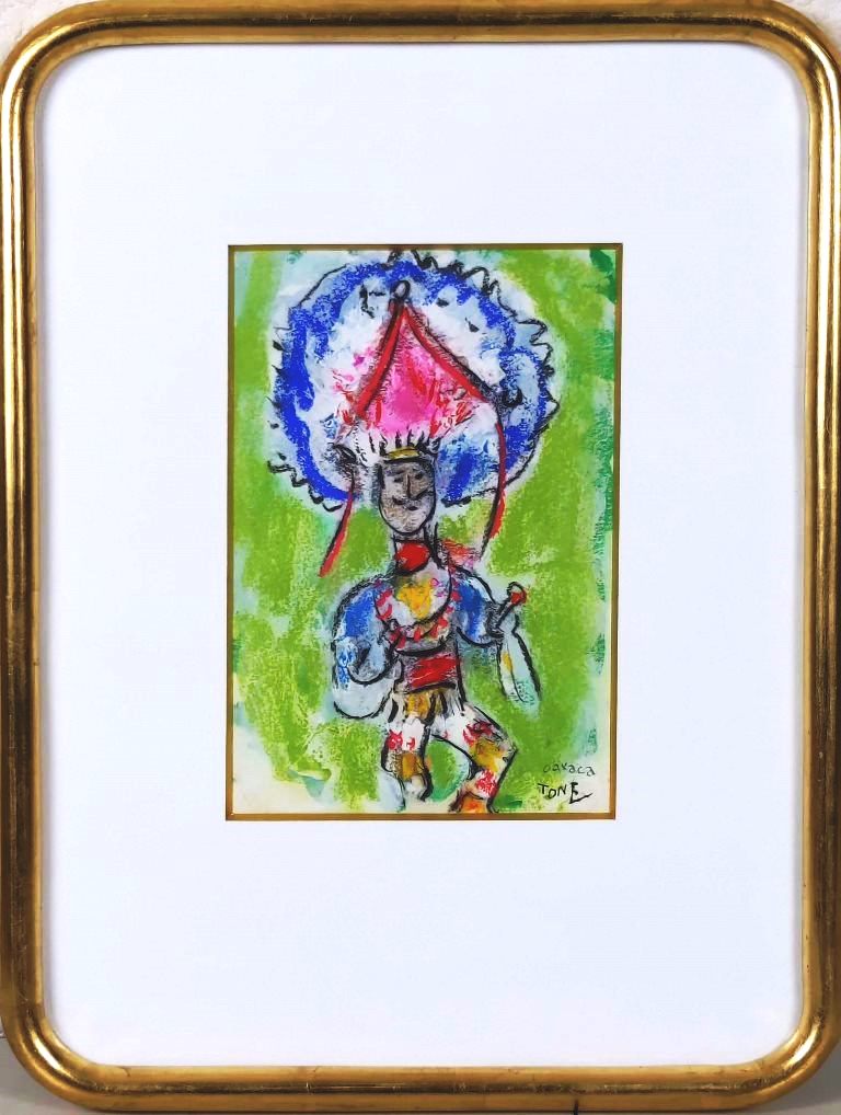 利根山光人　「羽毛の踊」　パステル