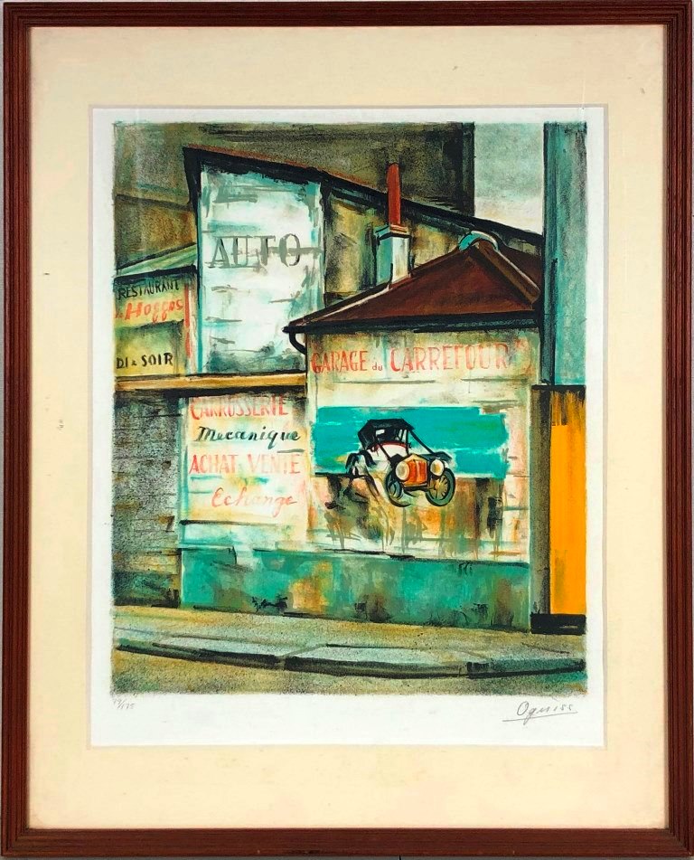 荻須高徳 「古い自動車」 リトグラフ