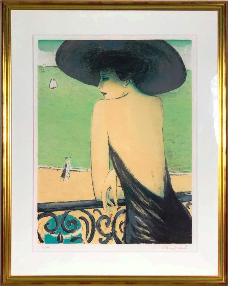 J・P・カシニョール 「海辺のバルコニー」 リトグラフ