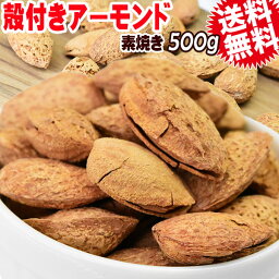 殻付き アーモンド 素焼きアーモンド 500g 訳あり【メール便限定⇒全国送料0円】送料無料 アメリカ カリフォルニア産　素焼き 有塩