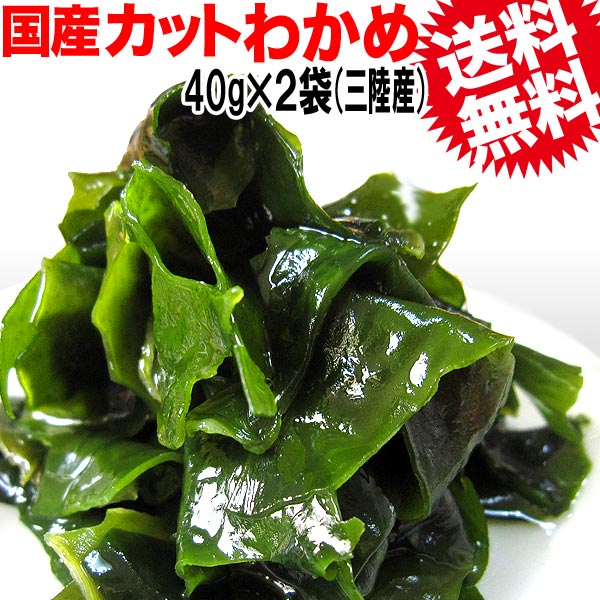 わかめ ワカメ 送料無料 若布/国産 40g 2袋《三陸産》肉厚 国内産 乾燥 カットわかめ Lサイズ お試し 干し若布 お試しセット メール便 マグネシウム