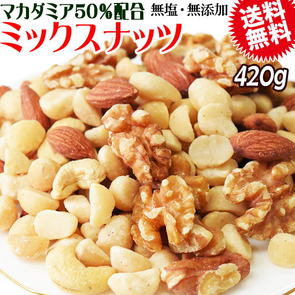 【マカダミアナッツ50%配合】 ミックスナッツ 500g×1袋 無塩・無添加 割れマカダミアナッツ(小粒) 素焼きアーモンド 生 くるみ ロースト カシューナッツ 製菓材料 ナッツ おつまみ おやつ　送料無料 メール便限定のサムネイル