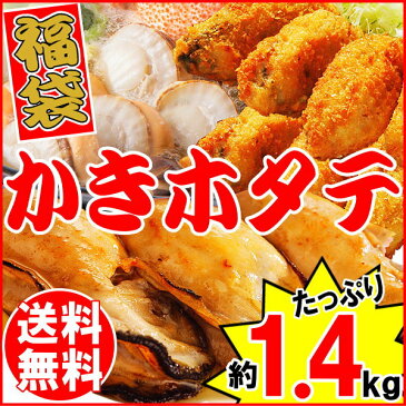 送料無料 福袋 合計で約1.4kg 広島県産 冷凍 牡蠣(カキ)約500g×1袋 広島県産 カキフライ20粒入り(約500g×1個) 北海道産 ボイル 帆立(ほたて)貝 約5粒〜8粒前後入(約400g前後)×1袋 鍋セット バーベキューセット 材料 BBQ 詰め合わせ セット