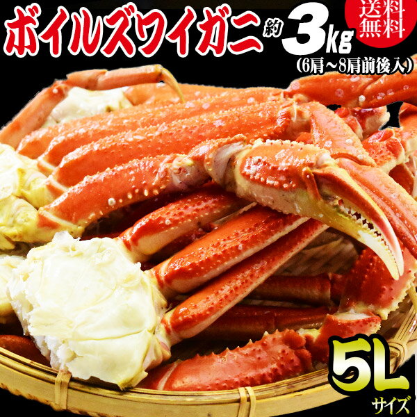 ★特大5L 3kg★ かに ズワイガニ 送料無料 ギフト ズワイ カニ 蟹 ずわい ボイル ズワイガニ 足 約3kg(正味2.4kg前後入り)(約6～8肩前後入)(ロシア産・アメリカ産・ノルウェー産)鍋セット 鍋 5l