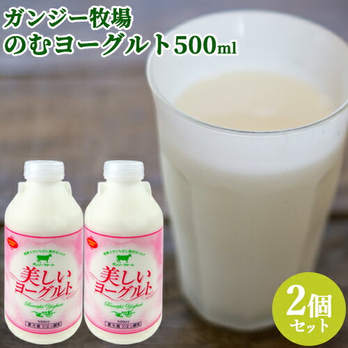 ガンジー牛乳使用 のむヨーグルト 500ml×2個セット 希少なゴールデンミルク 大分県久住高原 ガンジー牧場【送料込】