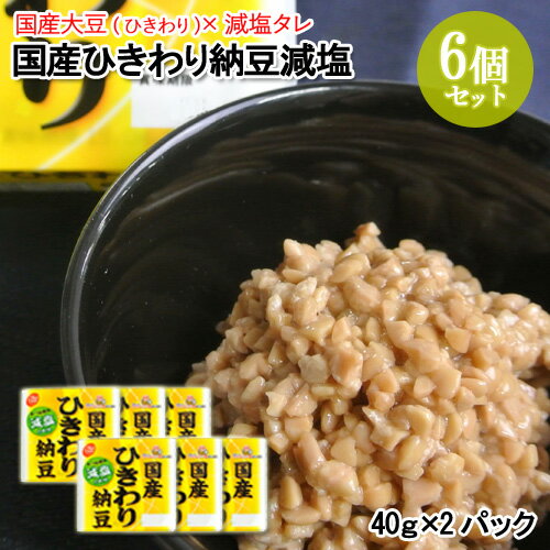 減塩タレ 国産ひきわり納豆 減塩(40g×2) 6個セット 塩分が気になる 二豊フーズ【送料込】 OIKI