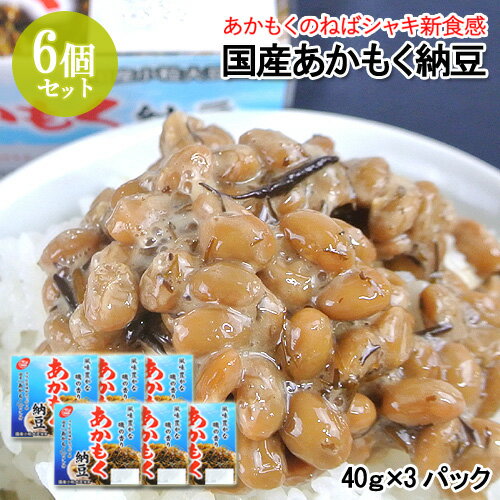 ねばシャキ新食感 国産あかもく納豆(40g×3) 6個セット 小粒大豆 二豊フーズ【送料込】 OIKI