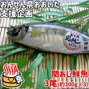 【応援企画】おんせん県おおいた 活締めした新鮮な関アジ 鮮魚 3尾(約300g×3) 冷蔵便 送料込み 大分県支援 復興 脂がのった関あじ 佐賀関漁港から直送 富士見水産 OIKI