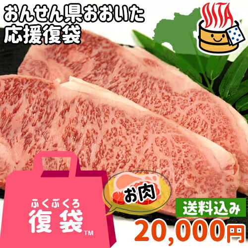 肉セット 【応援企画】おんせん県おおいた ふっこう復袋(福袋) 豊後牛すきやき&ステーキセット 20,000円 送料込み 冷凍 和牛サーロイン 肩ロース すき焼き 大分県支援 復興 ミカド肉店