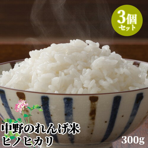 中野のれんげ米 ひのひかり(精米) 300g×3個セット お