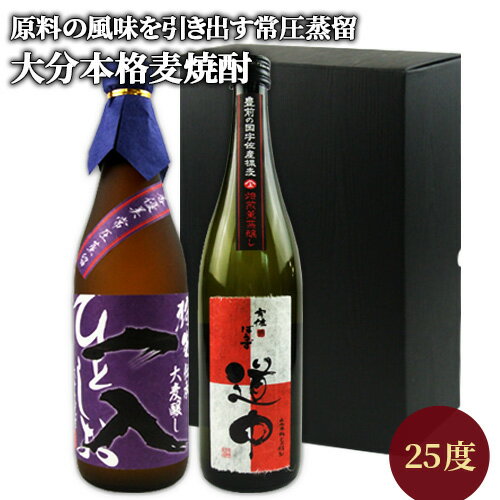 国産麦使用 大分麦焼酎 飲み比べセット ひとしお & 宇佐ぼうず 道中 各720ml 25度 長期貯蔵酒 常圧蒸留製造 ぶんご銘醸 常徳屋【送料込】