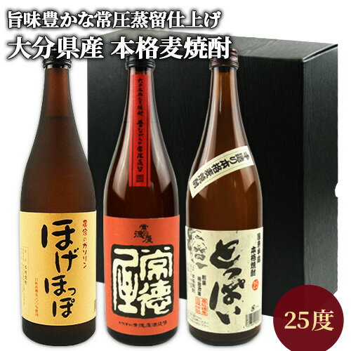 大分麦焼酎 常圧蒸留飲み比べセット (ほげほっぽ/常徳屋(常圧)/とっぱい) 25度 720ml×3本【送料込】